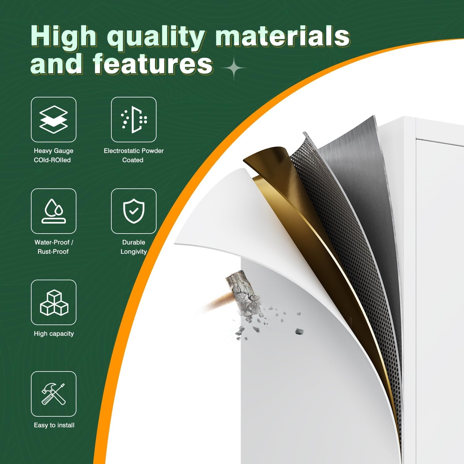 image:imageLetaya Metal Storage Cabinets with Lock Door2 Adjustable Shelves Organizer Steel Storage Cabinets for HomeOfficeWarehouseGarageEmployee LockersWhiteWhite