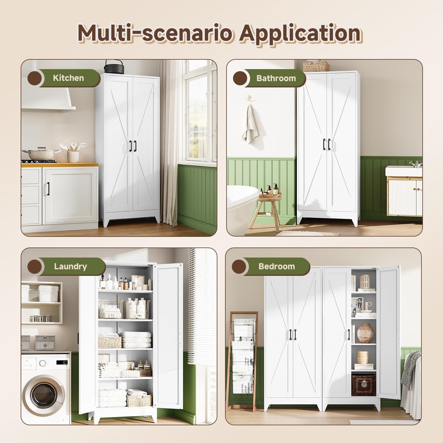 image:imageLetaya Metal Storage Cabinets with Lock Door2 Adjustable Shelves Organizer Steel Storage Cabinets for HomeOfficeWarehouseGarageEmployee LockersWhiteWhite