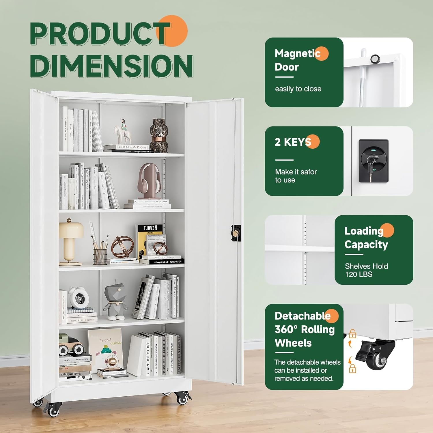 image:imageLetaya Metal Storage Cabinets with Lock Door2 Adjustable Shelves Organizer Steel Storage Cabinets for HomeOfficeWarehouseGarageEmployee LockersWhiteWhite