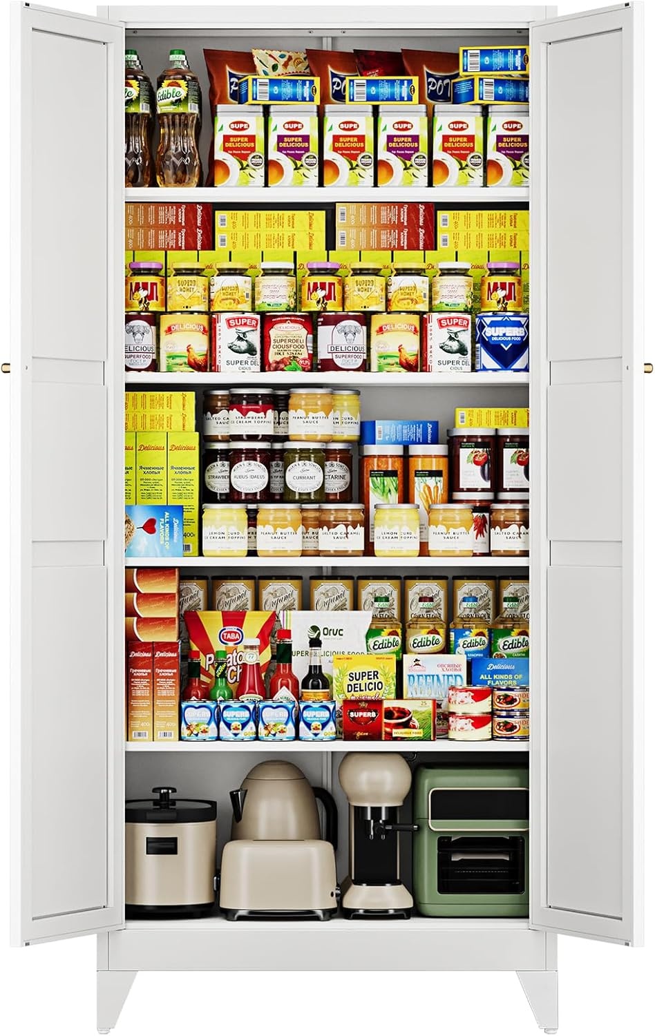 image:imageLetaya Metal Storage Cabinets with Lock Door2 Adjustable Shelves Organizer Steel Storage Cabinets for HomeOfficeWarehouseGarageEmployee LockersWhiteWhite