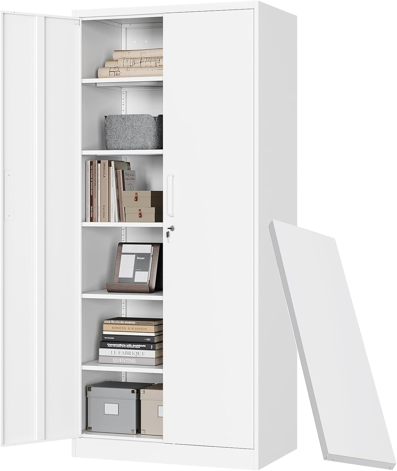 image:imageLetaya Metal Storage Cabinets with Lock DoorsTall Locker Organizer Steel Garage Cabinets 5 Adjustable Layers Shelves for Home Office WarehouseToolIndustrialBlackWhite