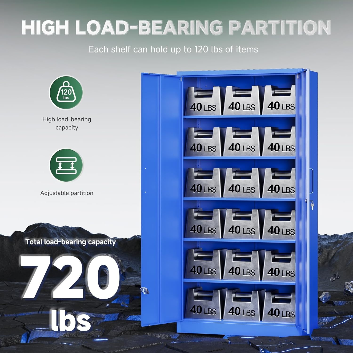 image:imageLetaya Metal Storage Cabinets with Lock DoorsTall Locker Organizer Steel Garage Cabinets 5 Adjustable Layers Shelves for Home Office WarehouseToolIndustrialBlackBlue