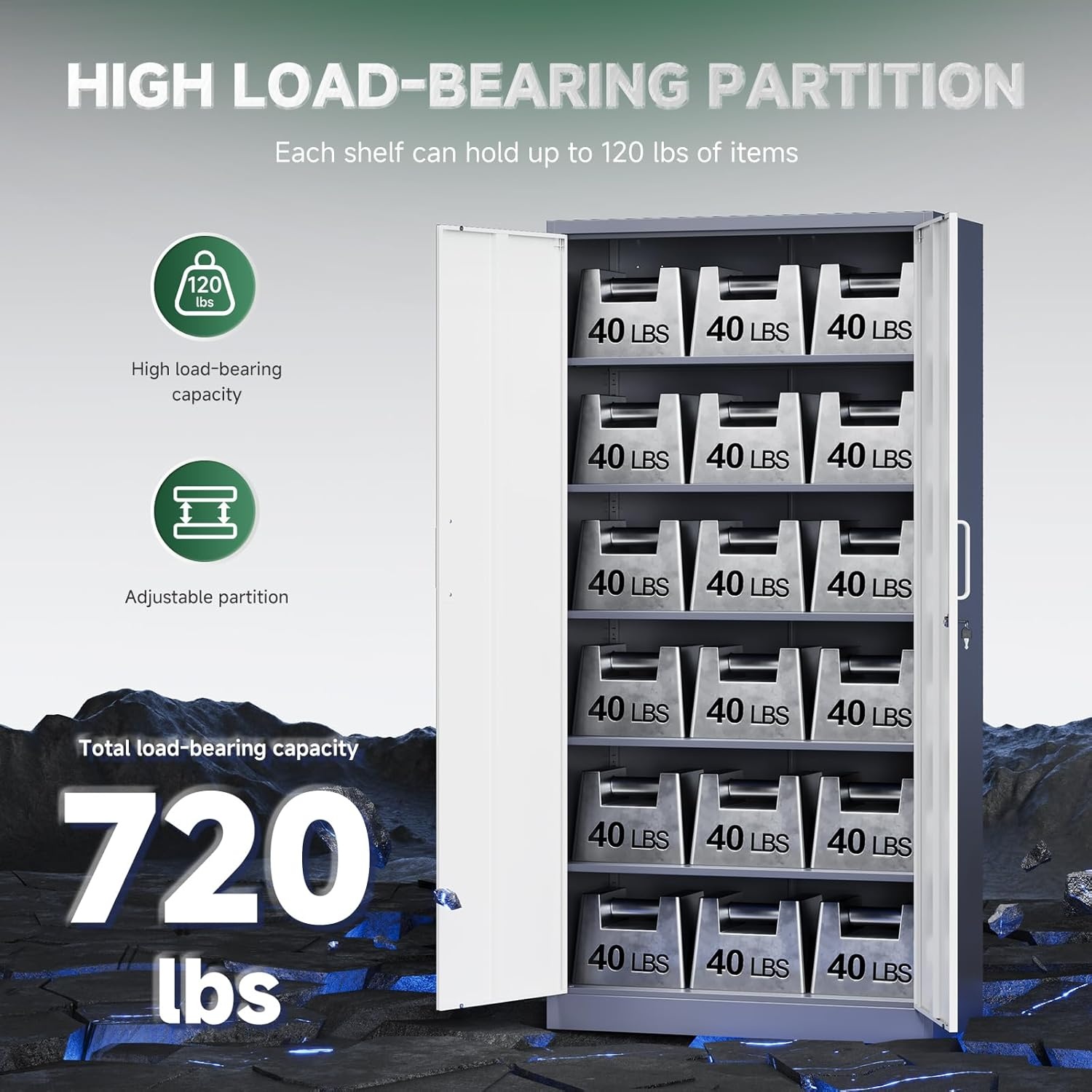 image:imageLetaya Metal Storage Cabinets with Lock DoorsTall Locker Organizer Steel Garage Cabinets 5 Adjustable Layers Shelves for Home Office WarehouseToolIndustrialBlackGrey White