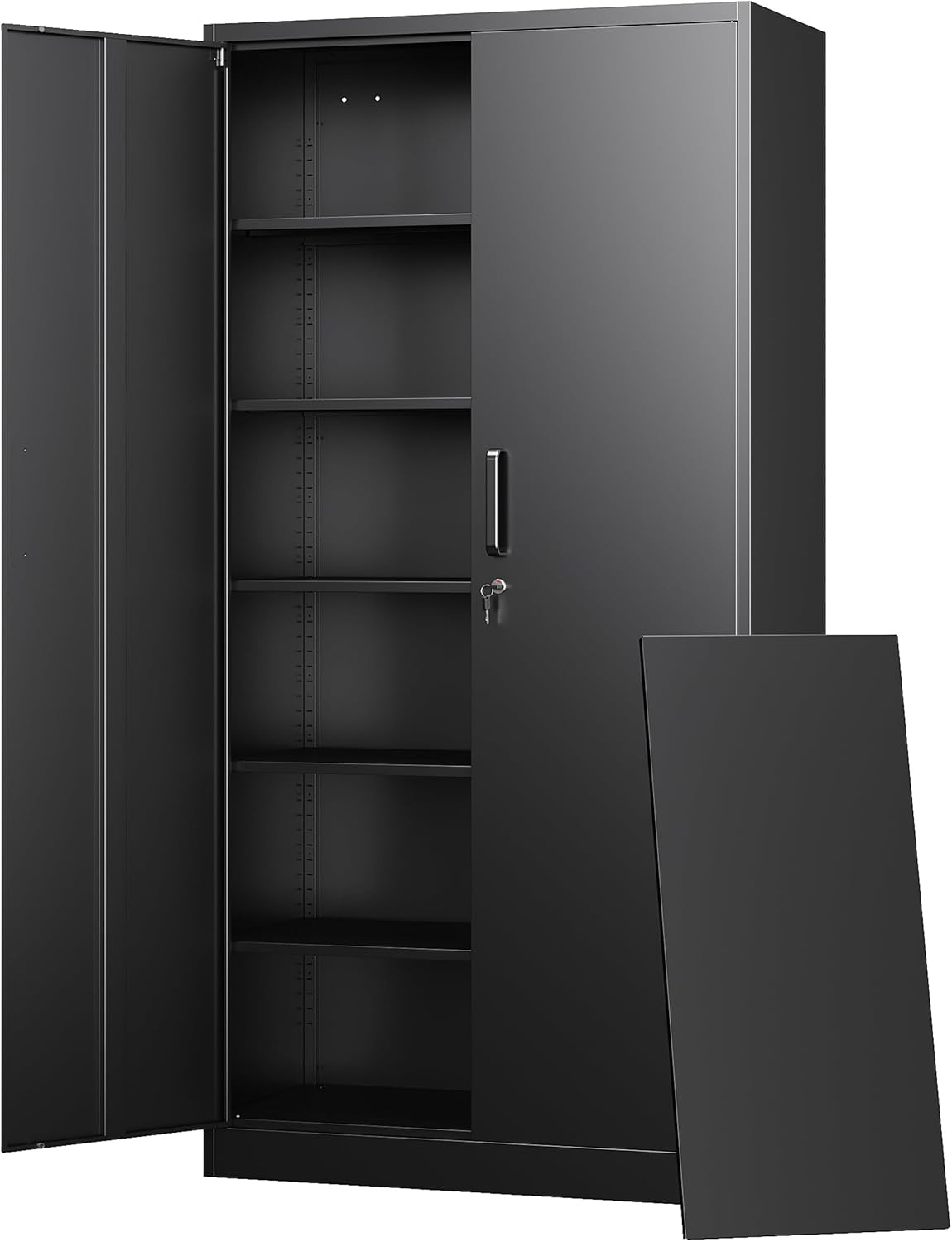 image:imageLetaya Metal Storage Cabinets with Lock DoorsTall Locker Organizer Steel Garage Cabinets 5 Adjustable Layers Shelves for Home Office WarehouseToolIndustrialBlackBlack