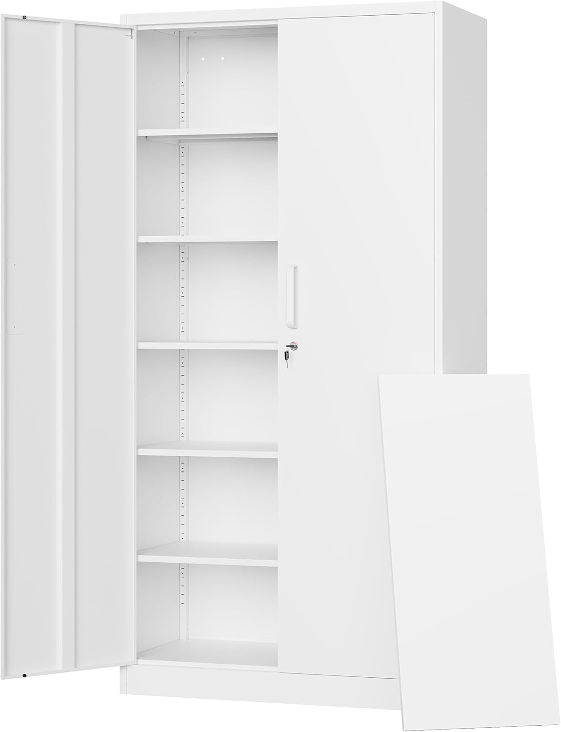 image:imageLetaya Metal Storage Cabinets with Lock DoorsTall Locker Organizer Steel Garage Cabinets 5 Adjustable Layers Shelves for Home Office WarehouseToolIndustrialBlackWhite