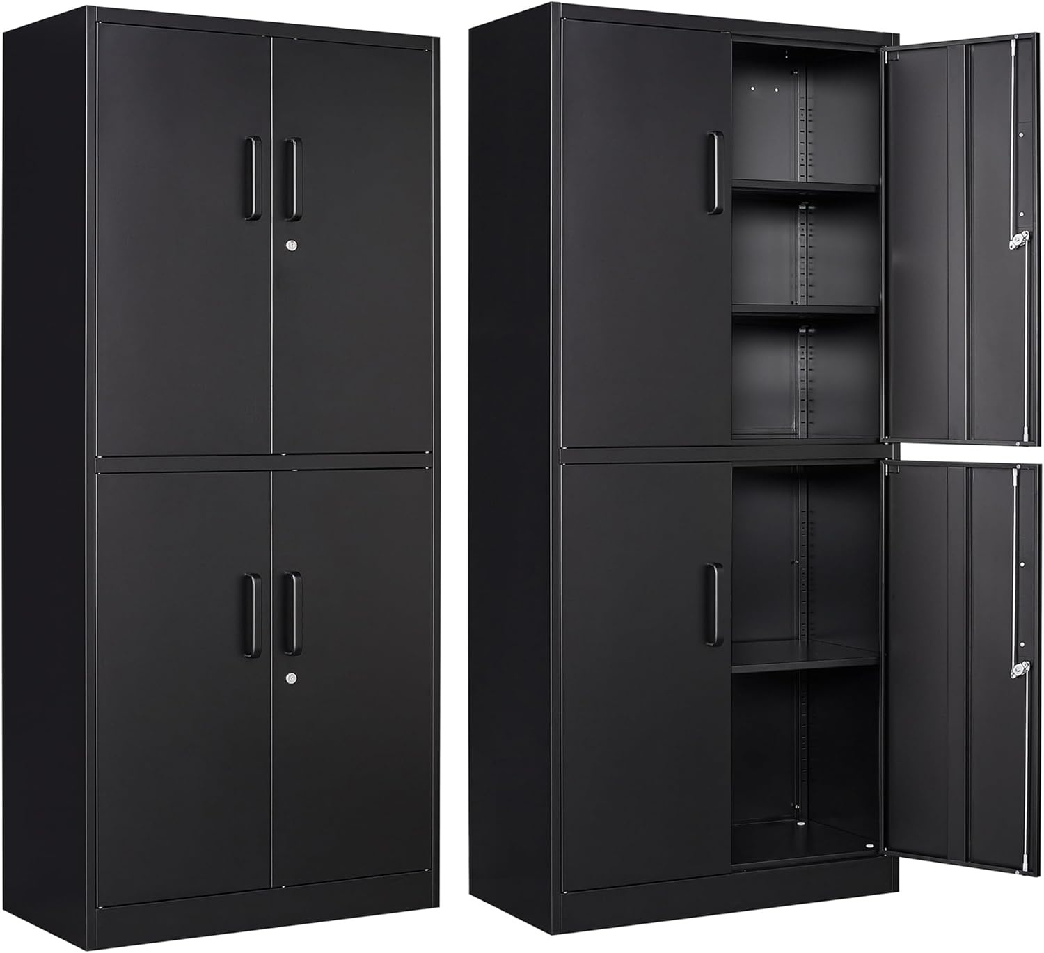 image:imageLetaya Metal Storage Cabinets with Lock Small Locker Steel Cabinets Adjustable Shelves 2 Doors for HomeOffice WarehouseGarageBlack36Black