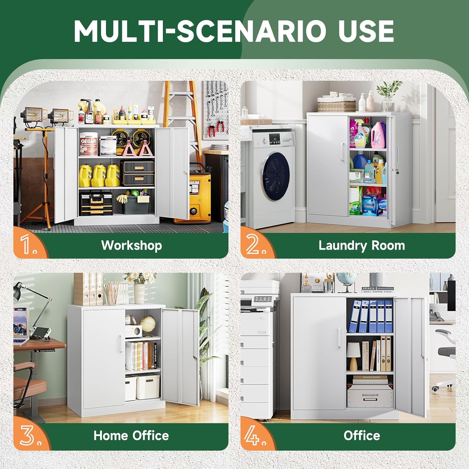 image:imageLetaya Metal Storage Cabinets with Lock Small Locker Steel Cabinets Adjustable Shelves 2 Doors for HomeOffice WarehouseGarageBlack36White