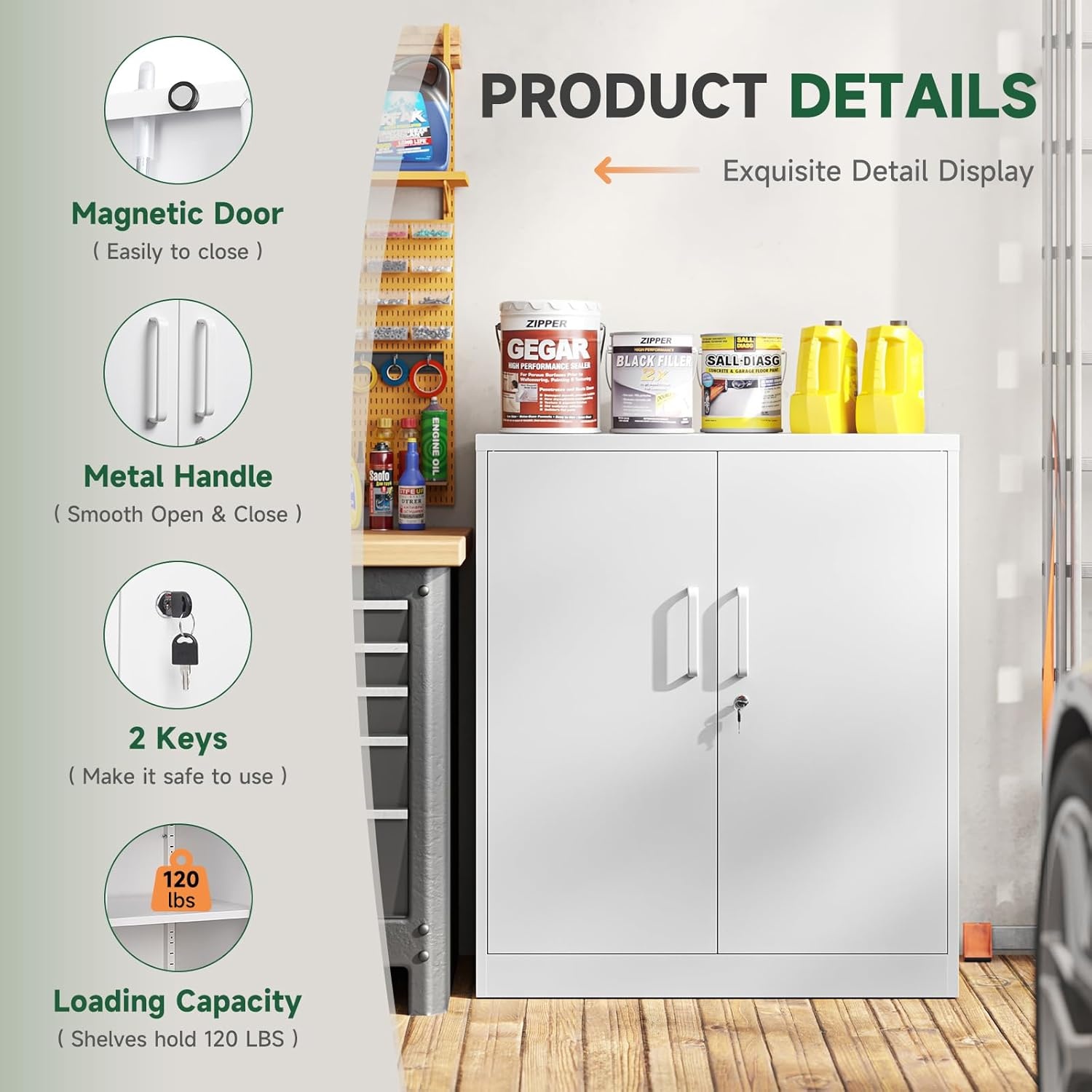 image:imageLetaya Metal Storage Cabinets with Lock Small Locker Steel Cabinets Adjustable Shelves 2 Doors for HomeOffice WarehouseGarageBlack36White