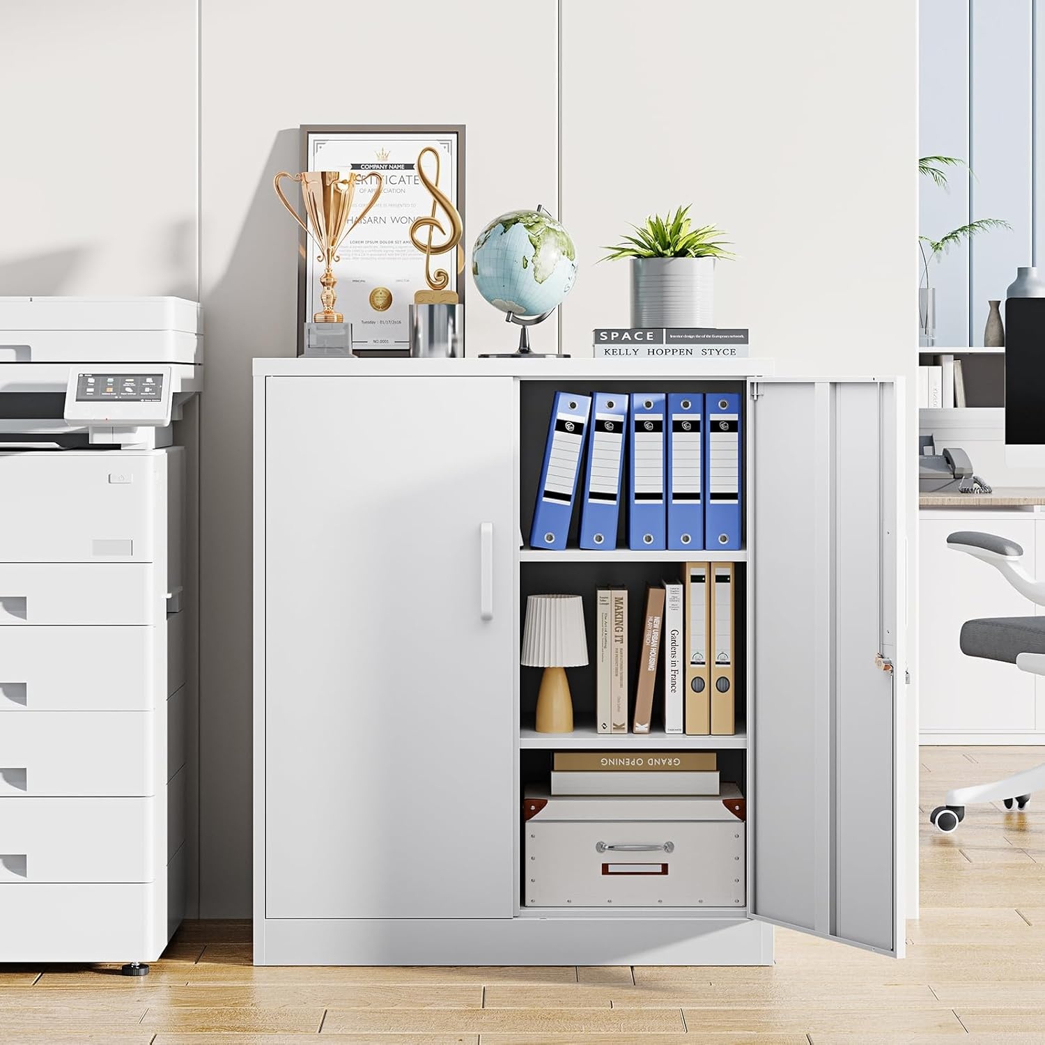 image:imageLetaya Metal Storage Cabinets with Lock Small Locker Steel Cabinets Adjustable Shelves 2 Doors for HomeOffice WarehouseGarageBlack36White