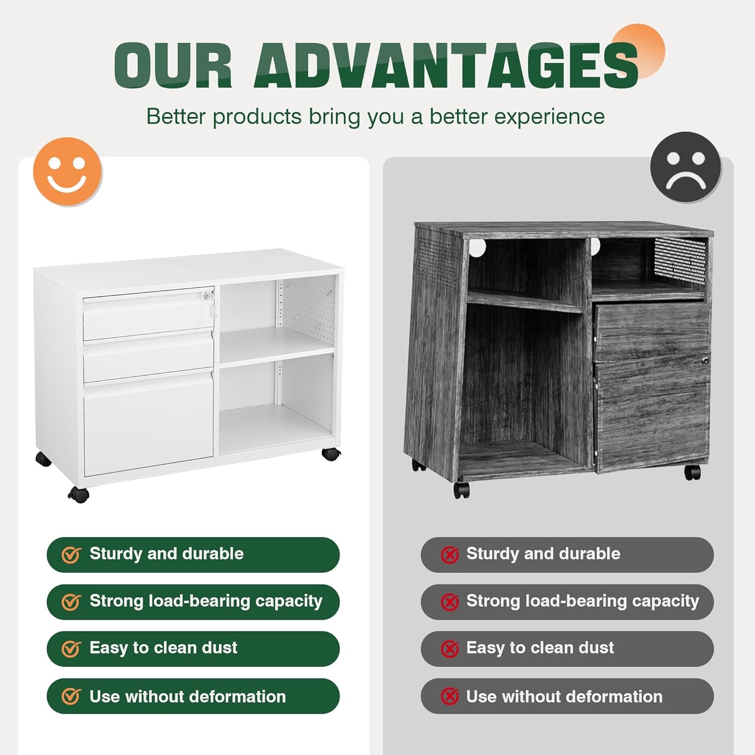 image:imageLetaya Mobile 2 Drawer File Cabinet with Lock Metal Lateral Printer Stand Filing Storage Cabinets with Shelves for Home OfficeA4F4Letter BlackWhite