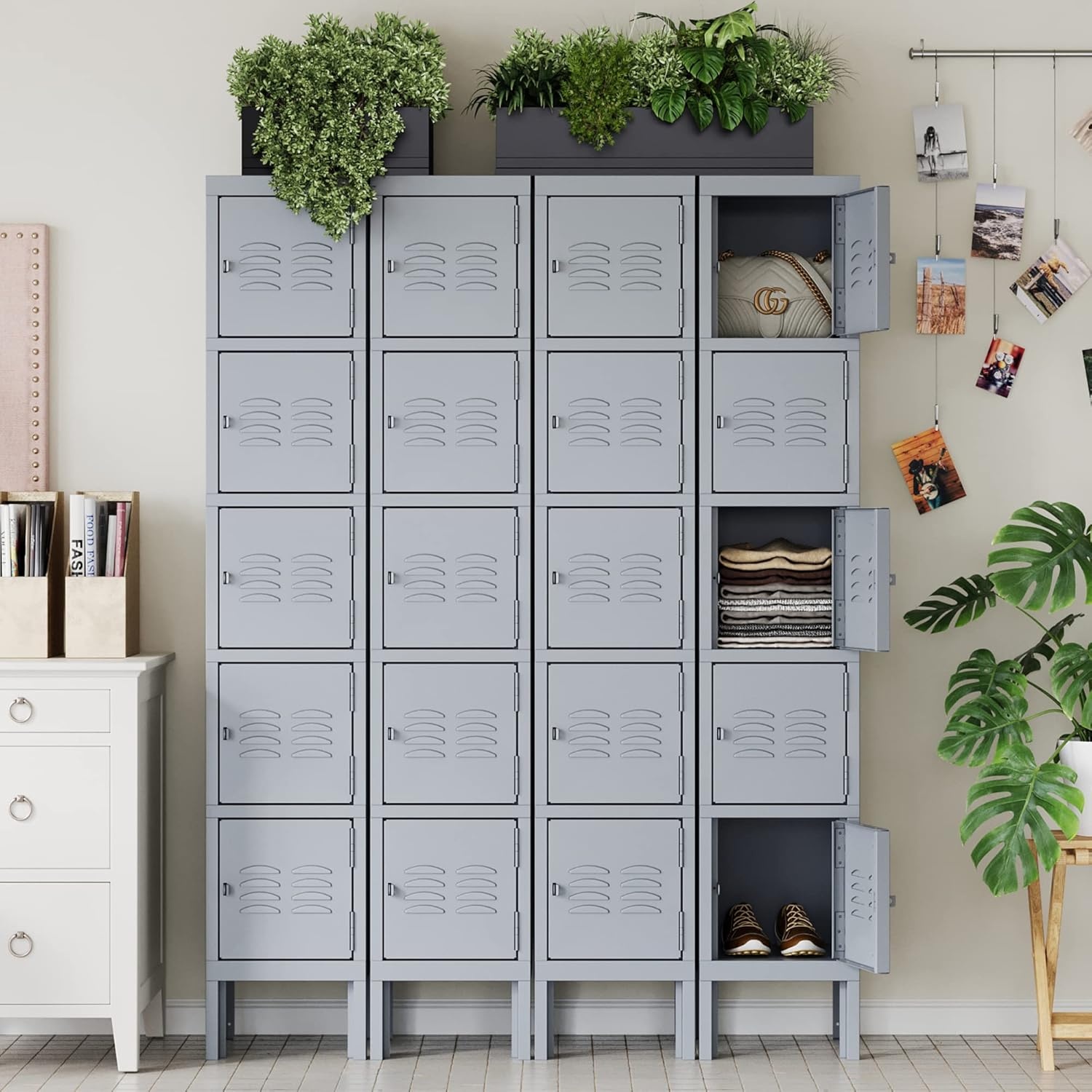 image:imageLetaya Storage Locker66 Employees Metal Cabinet 3 Door Lockable for School Gym Home Office StaffGrey