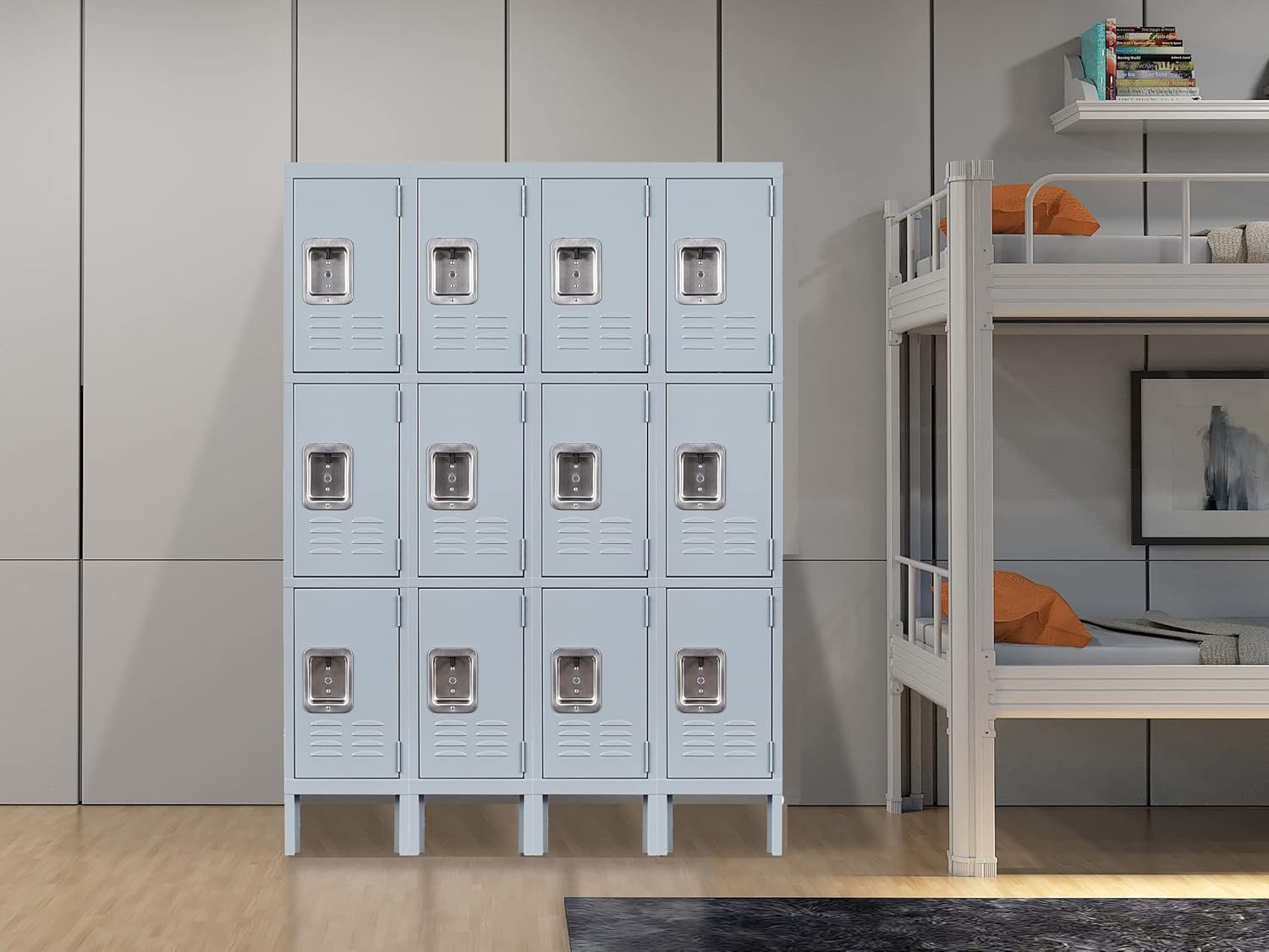 image:imageLetaya Storage Locker66 Employees Metal Cabinet 3 Door Lockable for School Gym Home Office StaffGrey