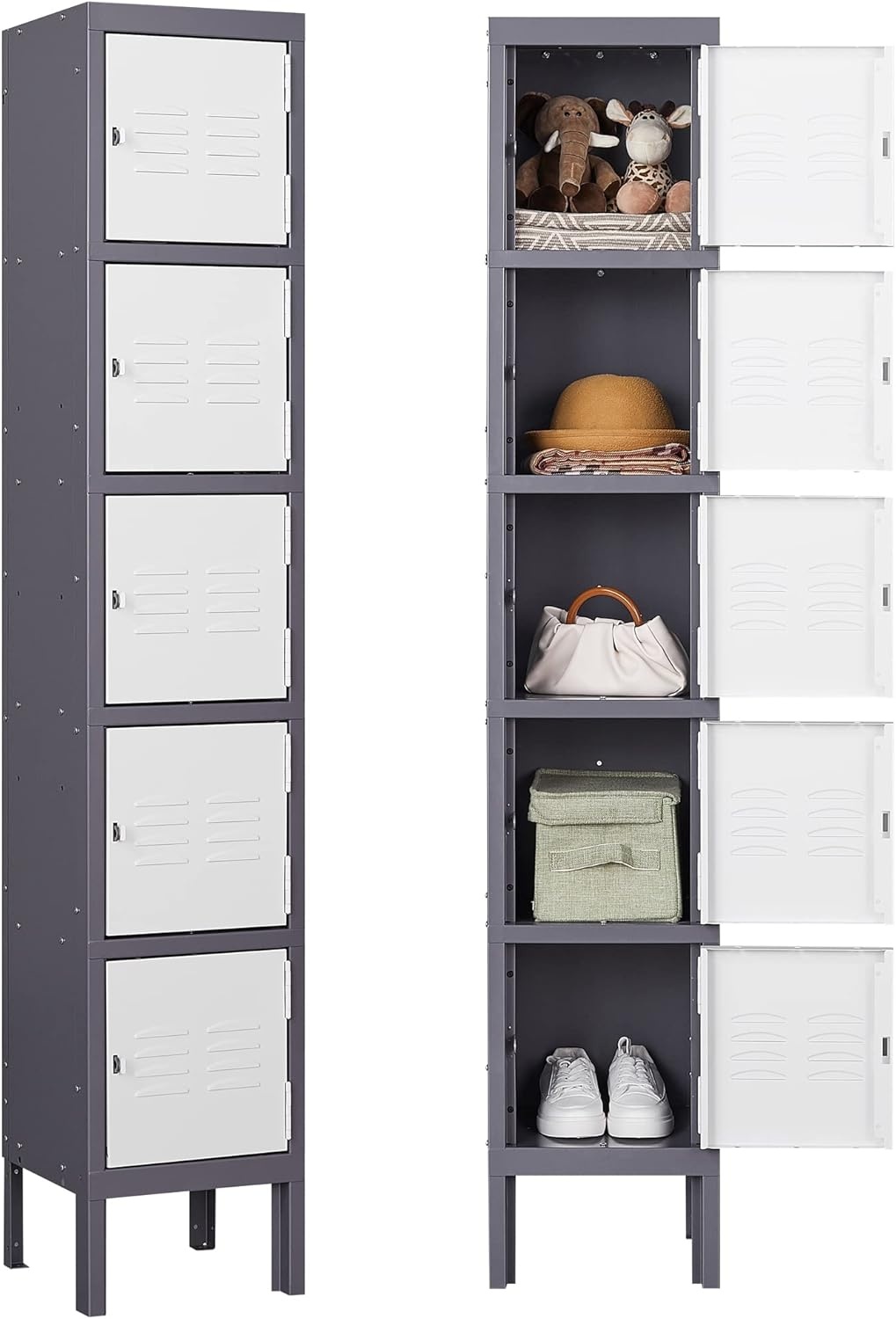 image:imageLetaya Storage Locker66 Employees Metal Cabinet 3 Door Lockable for School Gym Home Office StaffGrey White