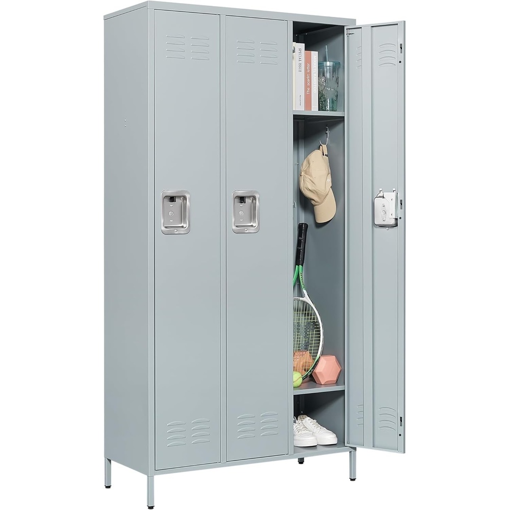 image:imageLetaya Metal Lockers for Employees15 Door Storage Locker with Shelves and Lockable Steel Cabinet for SchoolGymOfficeStaffBlack 15 DoorGrey
