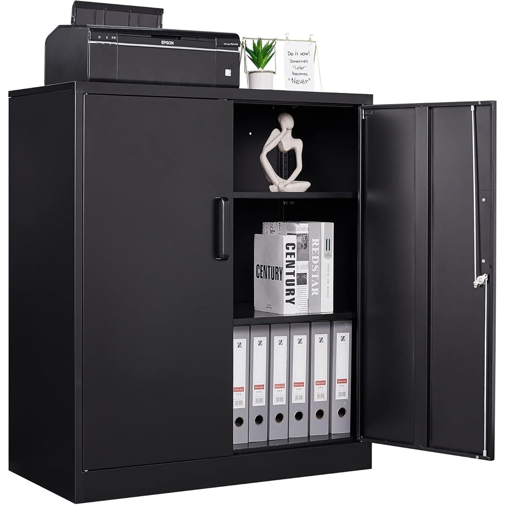 image:imageLetaya Metal Storage Cabinets with Lock Small Locker Steel Cabinets Adjustable Shelves 2 Doors for HomeOffice WarehouseGarageBlack36Black