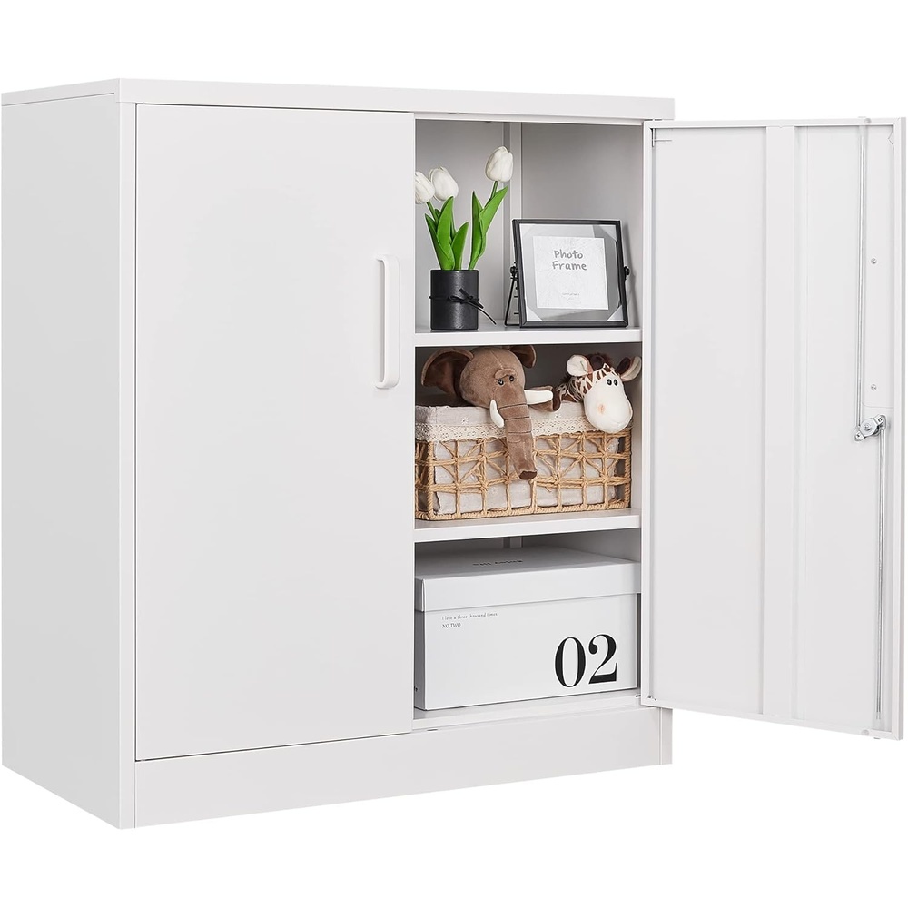 image:imageLetaya Metal Storage Cabinets with Lock Small Locker Steel Cabinets Adjustable Shelves 2 Doors for HomeOffice WarehouseGarageBlack36White