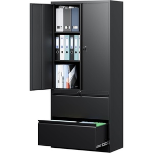 image:imageLetaya 3 Drawer Metal Storage Cabinets for Home OfficeFile Cabinet with Lock and 2 Adjust ShelvesHang Filing LegalLetterA4F4 SizeBlackBlack
