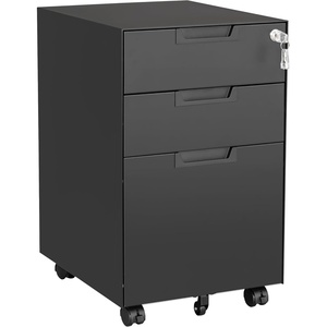 image:imageLetaya 3 Drawer Mobile File Cabinet with LockUnder Desk Metal Small Filing Cabinets for Home Office Organizer LettersLegalA4Fully Assembled Except WheelsBlackBlack