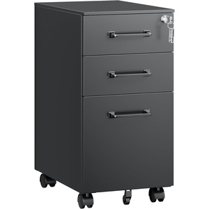 image:imageLetaya File Cabinet 3 Drawer Filing Cabinets for Home Office with Lock Mobile Under Desk Fully Assembled Cabinet WhiteBlack
