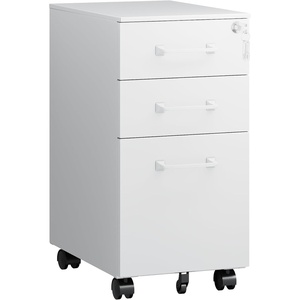 image:imageLetaya File Cabinet 3 Drawer Filing Cabinets for Home Office with Lock Mobile Under Desk Fully Assembled Cabinet WhiteWhite