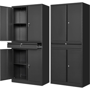 image:imageLetaya Metal Garage Storage Cabinet with Wheels72 Rolling Tool Cabinet with 4 Door LockAdjustable Shelves and Drawer for Garage Home Office Utility Room White with WheelsBlack