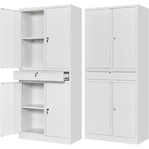 image:imageLetaya Metal Garage Storage Cabinet with Wheels72 Rolling Tool Cabinet with 4 Door LockAdjustable Shelves and Drawer for Garage Home Office Utility Room White with WheelsWhite
