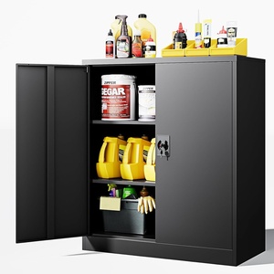 image:imageLetaya Metal Storage Cabinets with Lock Door2 Adjustable Shelves Organizer Steel Storage Cabinets for HomeOfficeWarehouseGarageEmployee LockersWhiteBlack