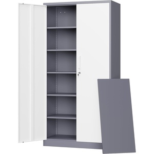 image:imageLetaya Metal Storage Cabinets with Lock DoorsTall Locker Organizer Steel Garage Cabinets 5 Adjustable Layers Shelves for Home Office WarehouseToolIndustrialBlackGrey White