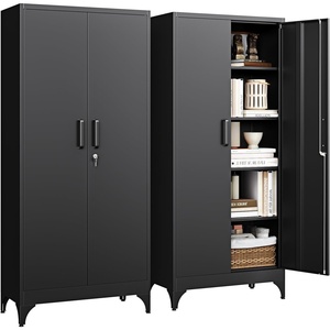 image:imageLetaya Metal Storage Cabinets with Lock DoorsTall Locker Organizer Steel Garage Cabinets 5 Adjustable Layers Shelves for Home Office WarehouseToolIndustrialBlackBlack