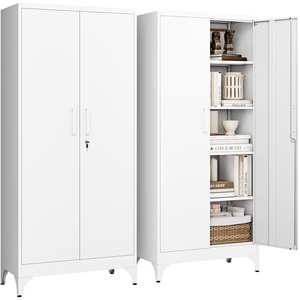 image:imageLetaya Metal Storage Cabinets with Lock DoorsTall Locker Organizer Steel Garage Cabinets 5 Adjustable Layers Shelves for Home Office WarehouseToolIndustrialBlackWhite