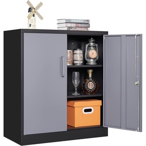 image:imageLetaya Metal Storage Cabinets with Lock Small Locker Steel Cabinets Adjustable Shelves 2 Doors for HomeOffice WarehouseGarageBlack36Black Grey