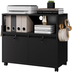 image:imageLetaya Mobile 2 Drawer File Cabinet with Lock Metal Lateral Printer Stand Filing Storage Cabinets with Shelves for Home OfficeA4F4Letter BlackBlack