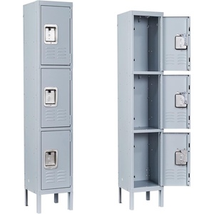image:imageLetaya Storage Locker66 Employees Metal Cabinet 3 Door Lockable for School Gym Home Office StaffGrey
