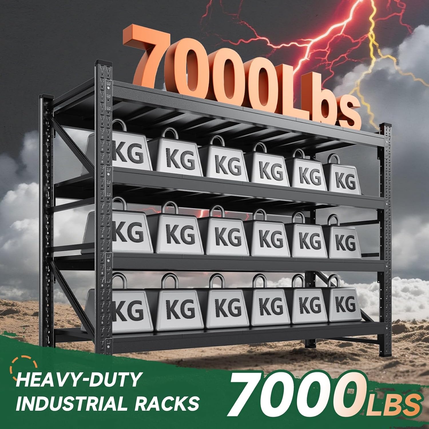 image:imageLetaya 3000LBS Storage Shelves Heavy Duty70 H Garage Shelving Units 4 Tier Adjustable Utility Rack ShelfLarge Metal Industrial Shelvesfor ShopWarehouseBasementBlack 48 W x 24 D x 70 HBlack