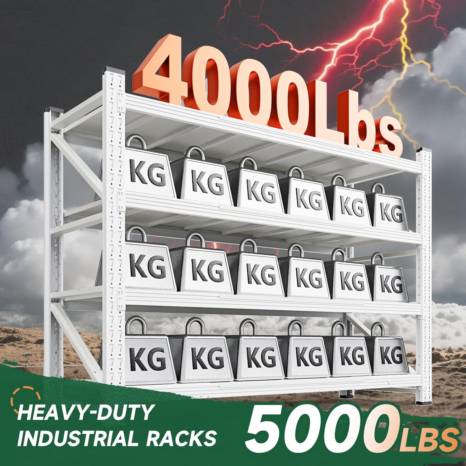 image:imageLetaya 3000LBS Storage Shelves Heavy Duty70 H Garage Shelving Units 4 Tier Adjustable Utility Rack ShelfLarge Metal Industrial Shelvesfor ShopWarehouseBasementBlack 48 W x 24 D x 70 HWhite
