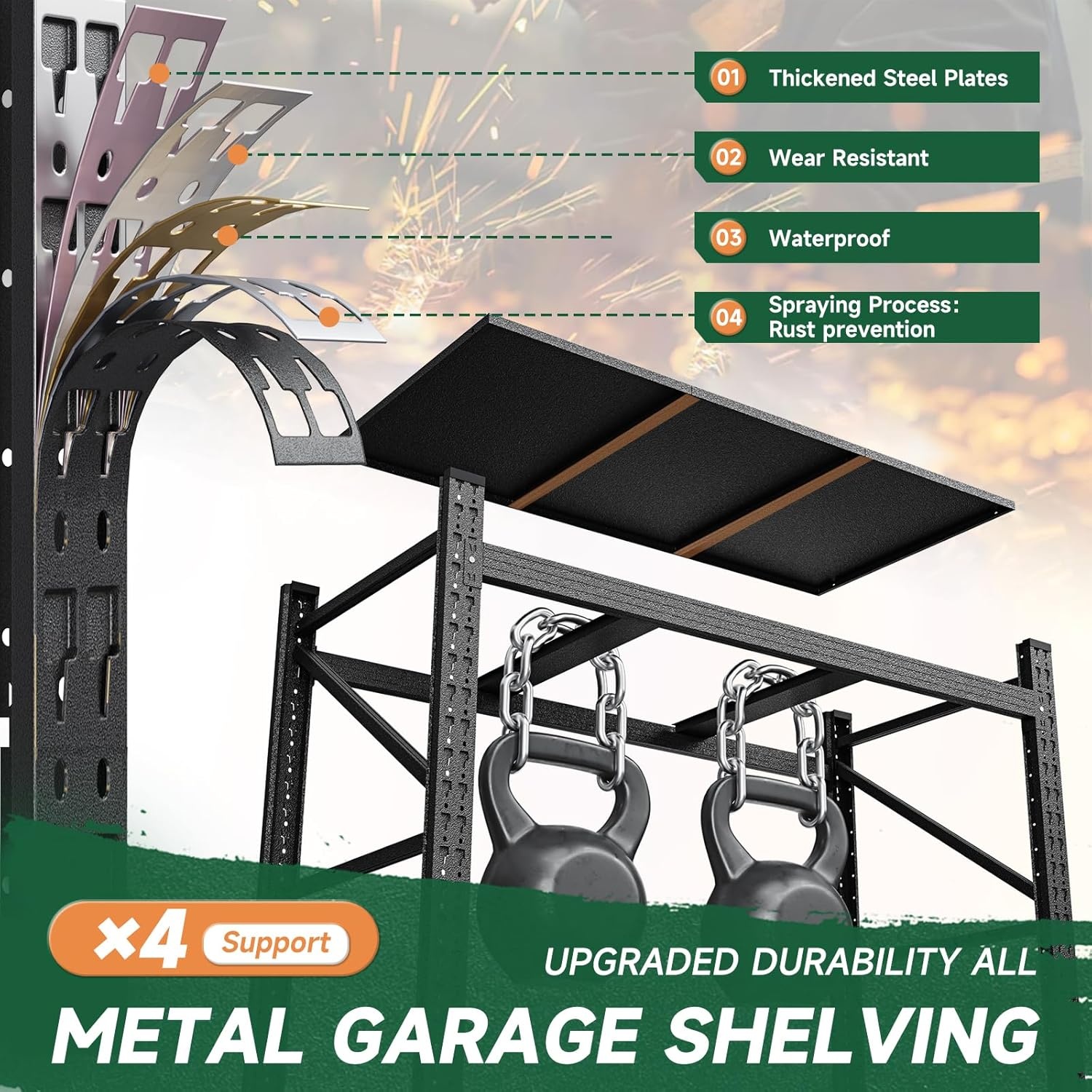 image:imageLetaya 3000LBS Storage Shelves Heavy Duty70 H Garage Shelving Units 4 Tier Adjustable Utility Rack ShelfLarge Metal Industrial Shelvesfor ShopWarehouseBasementBlack 48 W x 24 D x 70 HBlack