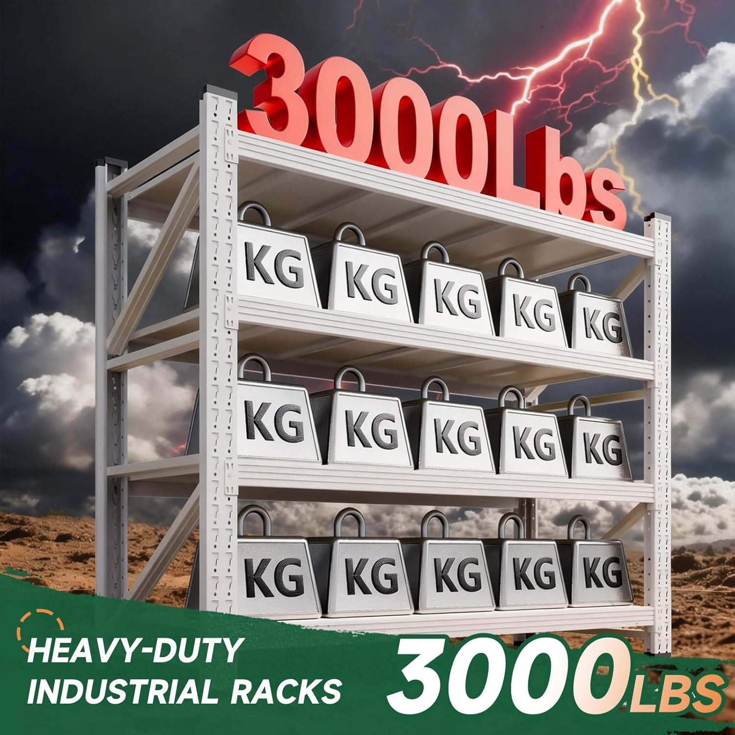 image:imageLetaya 3000LBS Storage Shelves Heavy Duty70 H Garage Shelving Units 4 Tier Adjustable Utility Rack ShelfLarge Metal Industrial Shelvesfor ShopWarehouseBasementBlack 48 W x 24 D x 70 HWhite