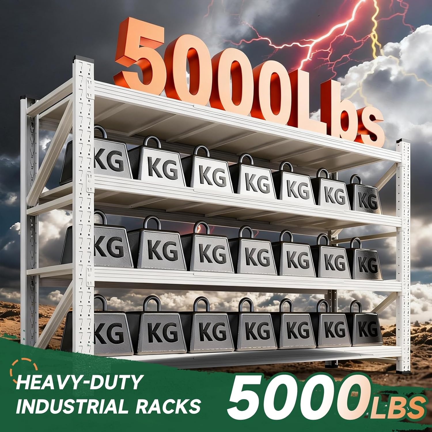 image:imageLetaya 3000LBS Storage Shelves Heavy Duty70 H Garage Shelving Units 4 Tier Adjustable Utility Rack ShelfLarge Metal Industrial Shelvesfor ShopWarehouseBasementBlack 48 W x 24 D x 70 HWhite