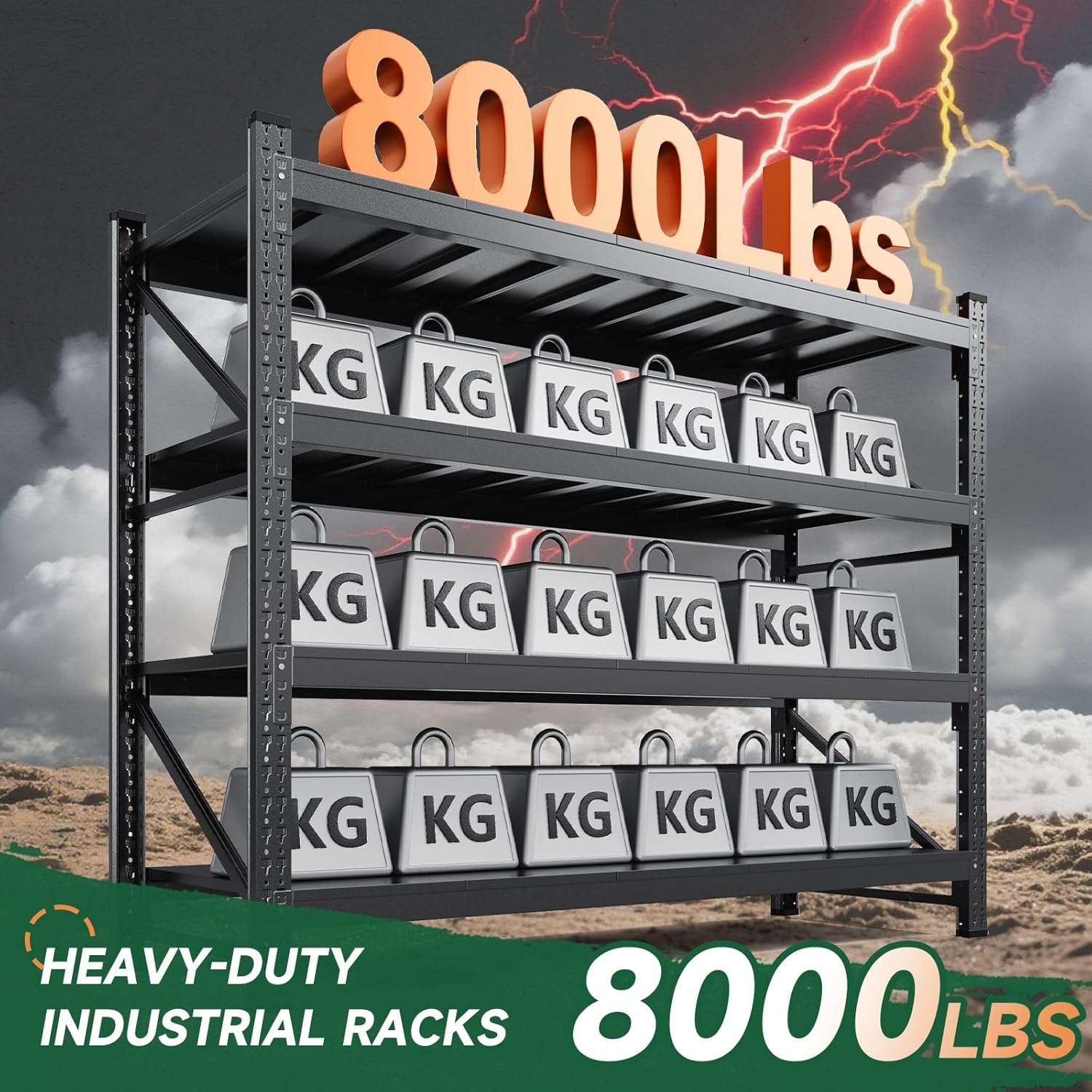 image:imageLetaya 3000LBS Storage Shelves Heavy Duty70 H Garage Shelving Units 4 Tier Adjustable Utility Rack ShelfLarge Metal Industrial Shelvesfor ShopWarehouseBasementBlack 48 W x 24 D x 70 HBlack