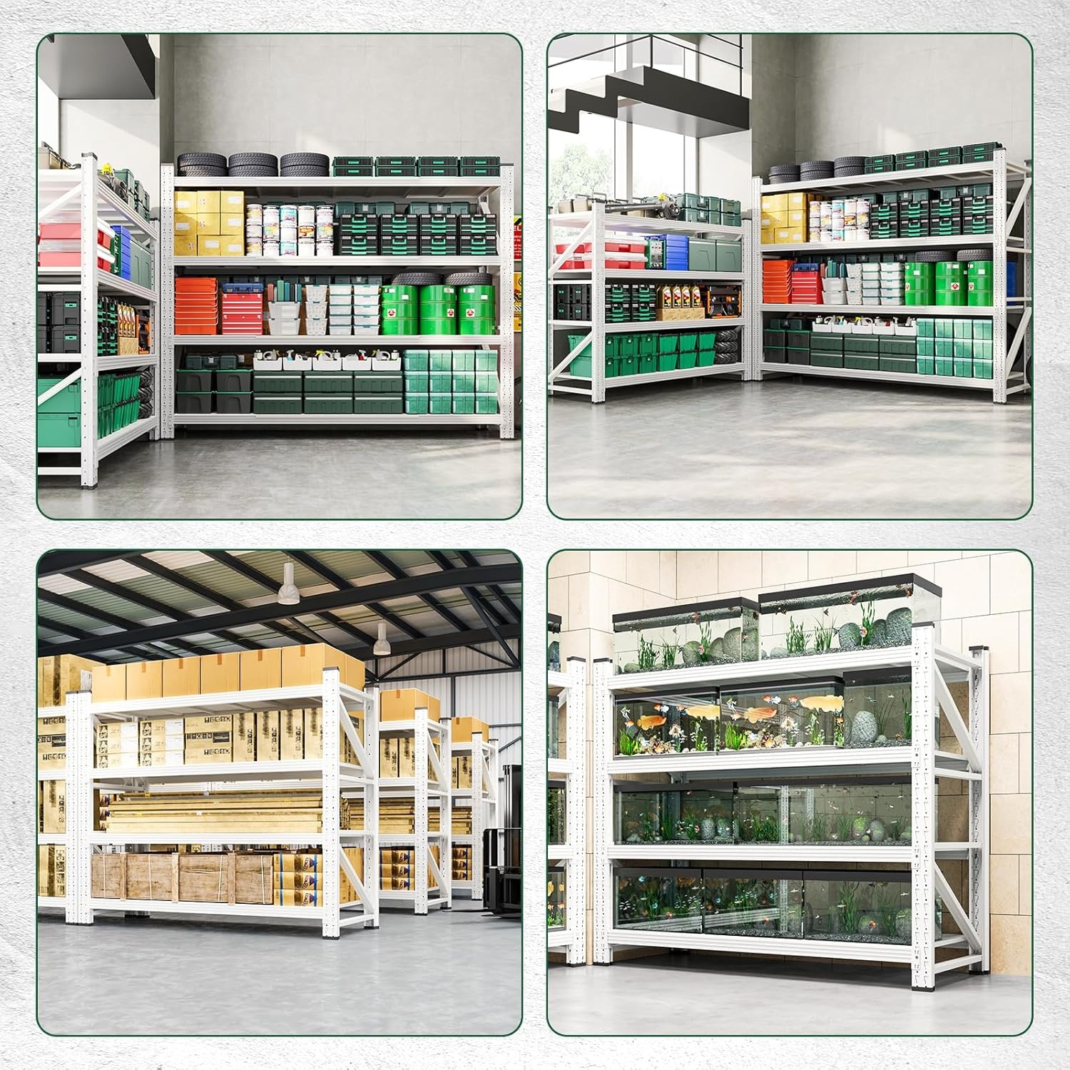 image:imageLetaya 3000LBS Storage Shelves Heavy Duty70 H Garage Shelving Units 4 Tier Adjustable Utility Rack ShelfLarge Metal Industrial Shelvesfor ShopWarehouseBasementBlack 48 W x 24 D x 70 HWhite