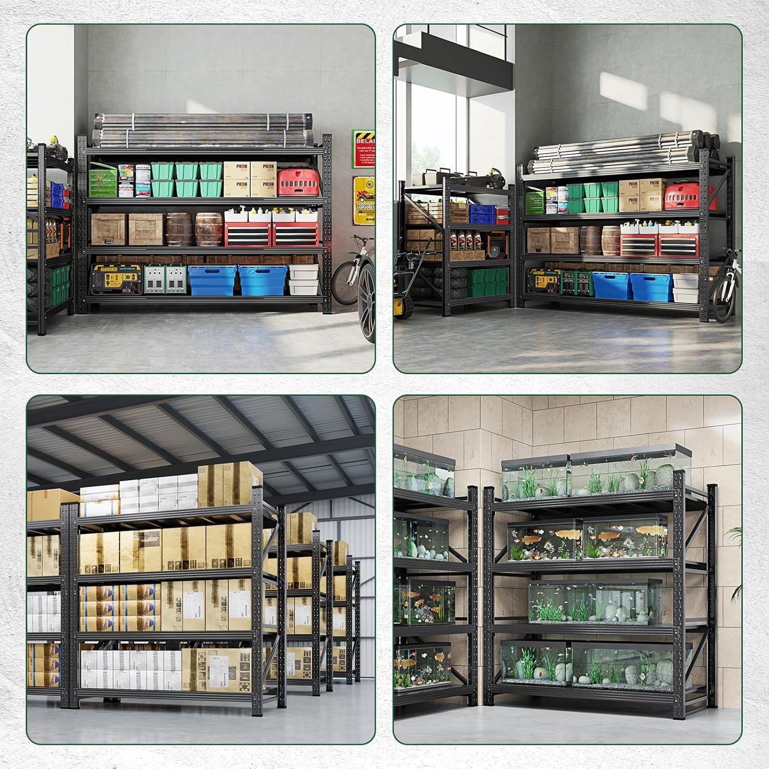 image:imageLetaya 3000LBS Storage Shelves Heavy Duty70 H Garage Shelving Units 4 Tier Adjustable Utility Rack ShelfLarge Metal Industrial Shelvesfor ShopWarehouseBasementBlack 48 W x 24 D x 70 HBlack