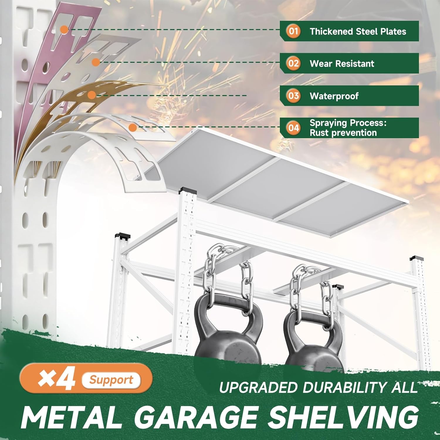 image:imageLetaya 3000LBS Storage Shelves Heavy Duty70 H Garage Shelving Units 4 Tier Adjustable Utility Rack ShelfLarge Metal Industrial Shelvesfor ShopWarehouseBasementBlack 48 W x 24 D x 70 HWhite