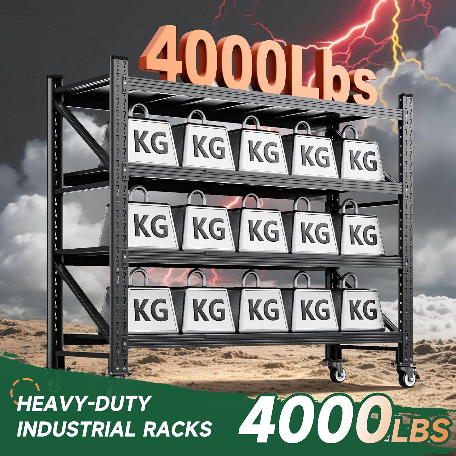 image:imageLetaya 3000LBS Storage Shelves Heavy Duty70 H Garage Shelving Units 4 Tier Adjustable Utility Rack ShelfLarge Metal Industrial Shelvesfor ShopWarehouseBasementBlack 48 W x 24 D x 70 HBlack