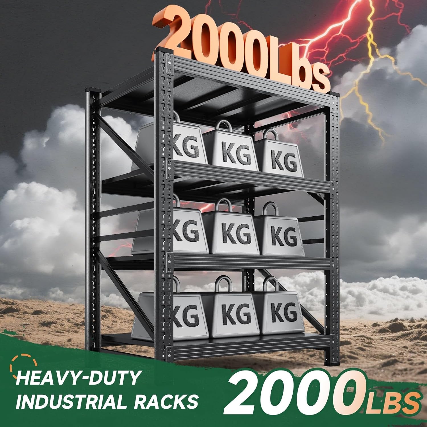 image:imageLetaya 3000LBS Storage Shelves Heavy Duty70 H Garage Shelving Units 4 Tier Adjustable Utility Rack ShelfLarge Metal Industrial Shelvesfor ShopWarehouseBasementBlack 48 W x 24 D x 70 HBlack