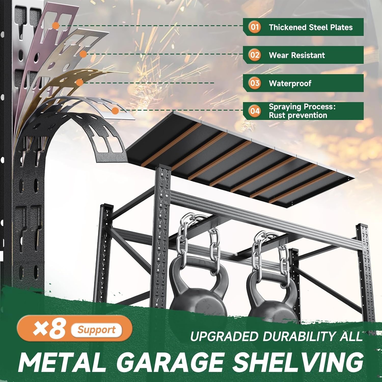 image:imageLetaya 3000LBS Storage Shelves Heavy Duty70 H Garage Shelving Units 4 Tier Adjustable Utility Rack ShelfLarge Metal Industrial Shelvesfor ShopWarehouseBasementBlack 48 W x 24 D x 70 HBlack