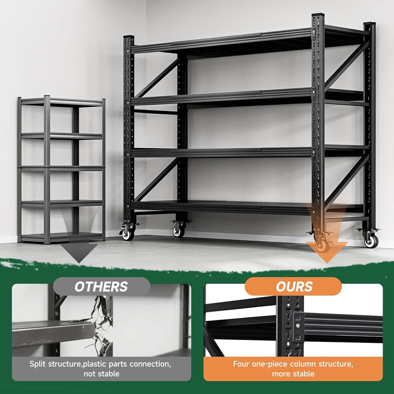 image:imageLetaya 3000LBS Storage Shelves Heavy Duty70 H Garage Shelving Units 4 Tier Adjustable Utility Rack ShelfLarge Metal Industrial Shelvesfor ShopWarehouseBasementBlack 48 W x 24 D x 70 HBlack