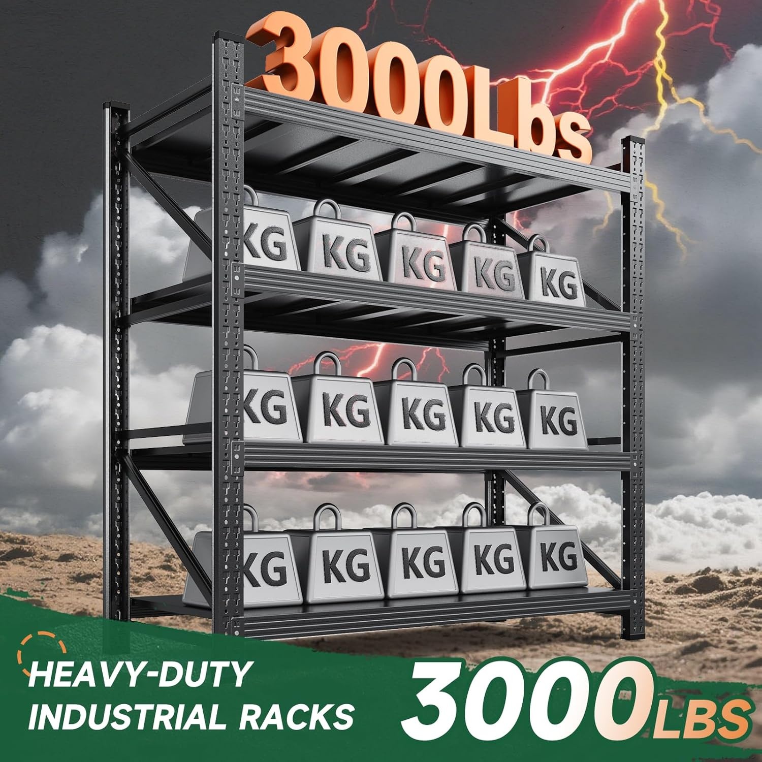 image:imageLetaya 3000LBS Storage Shelves Heavy Duty70 H Garage Shelving Units 4 Tier Adjustable Utility Rack ShelfLarge Metal Industrial Shelvesfor ShopWarehouseBasementBlack 48 W x 24 D x 70 HBlack