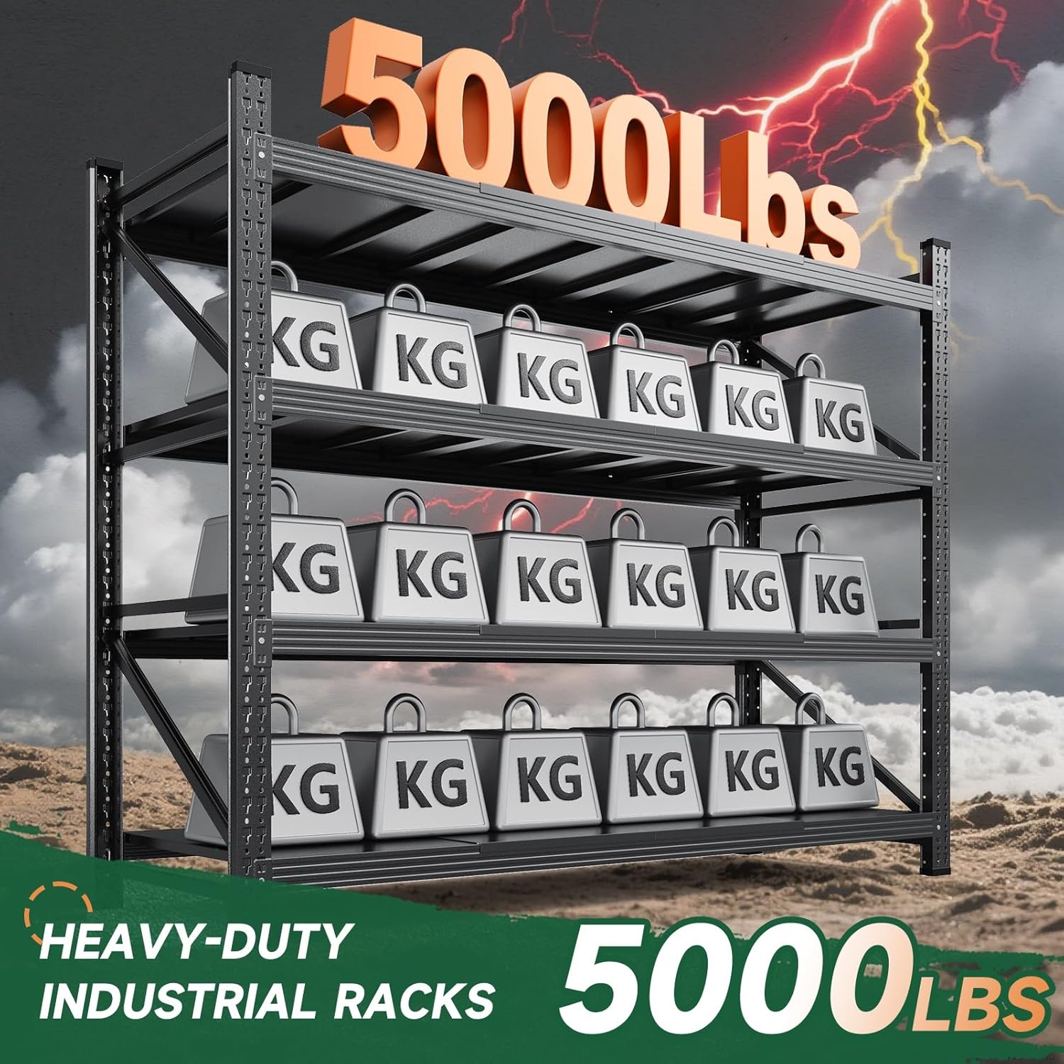 image:imageLetaya 3000LBS Storage Shelves Heavy Duty70 H Garage Shelving Units 4 Tier Adjustable Utility Rack ShelfLarge Metal Industrial Shelvesfor ShopWarehouseBasementBlack 48 W x 24 D x 70 HBlack