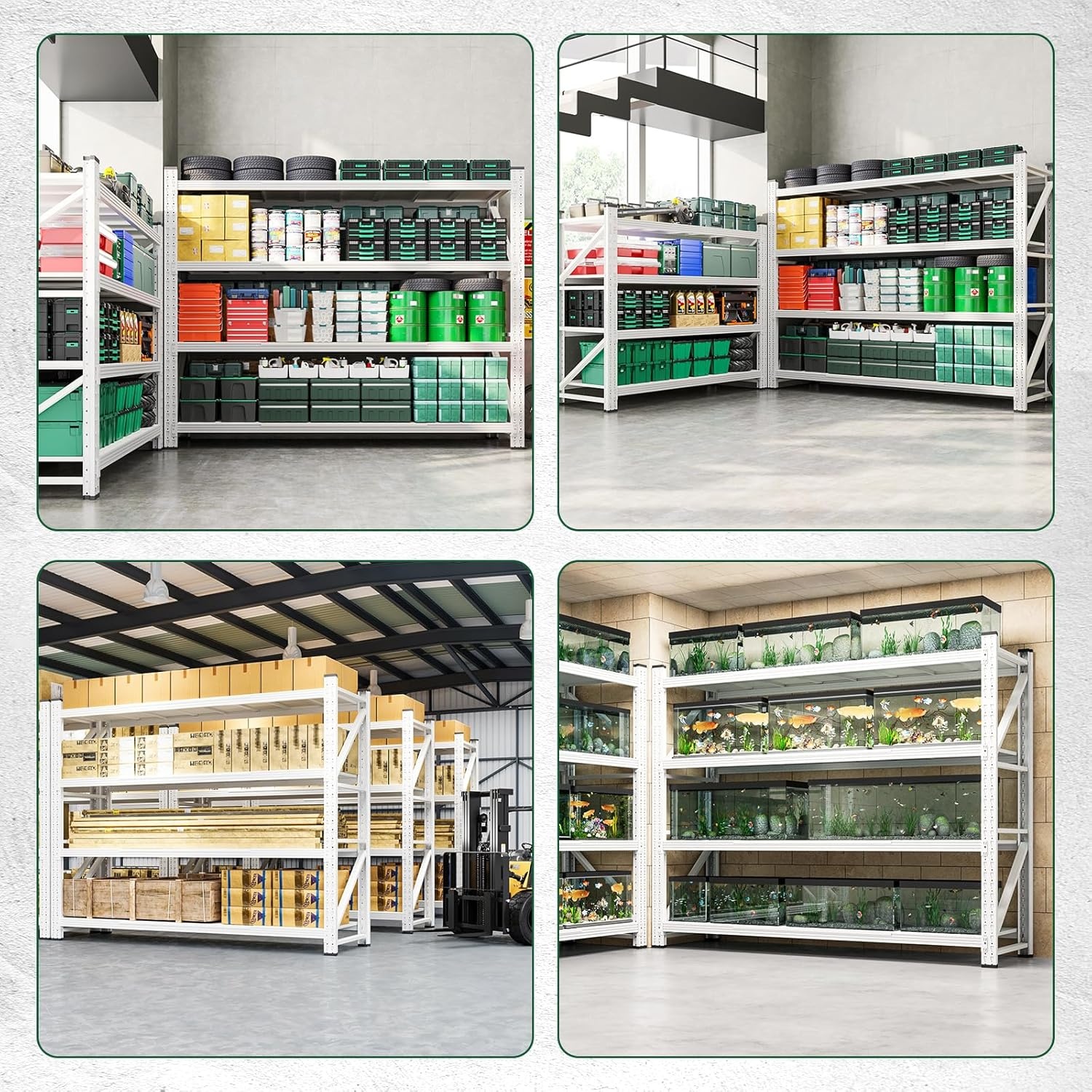 image:imageLetaya 3000LBS Storage Shelves Heavy Duty70 H Garage Shelving Units 4 Tier Adjustable Utility Rack ShelfLarge Metal Industrial Shelvesfor ShopWarehouseBasementBlack 48 W x 24 D x 70 HWhite