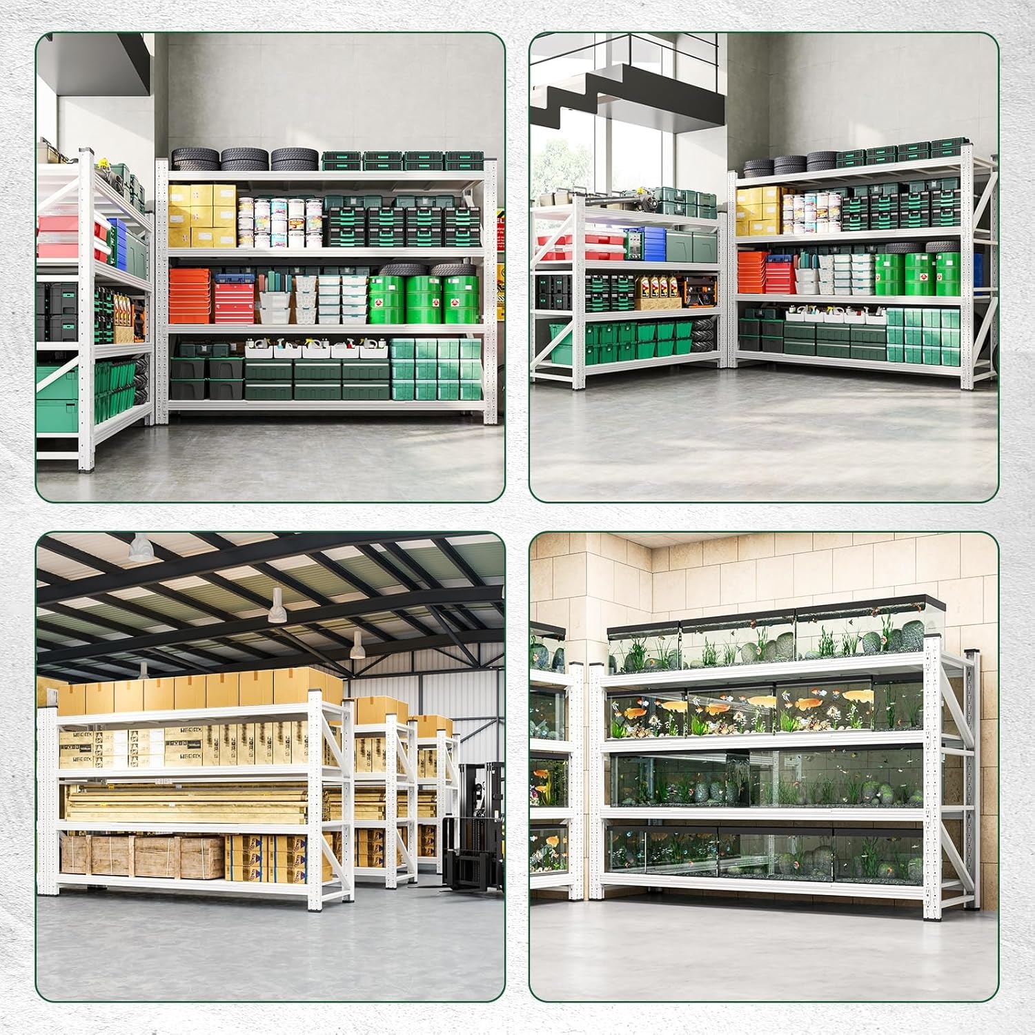 image:imageLetaya 3000LBS Storage Shelves Heavy Duty70 H Garage Shelving Units 4 Tier Adjustable Utility Rack ShelfLarge Metal Industrial Shelvesfor ShopWarehouseBasementBlack 48 W x 24 D x 70 HWhite